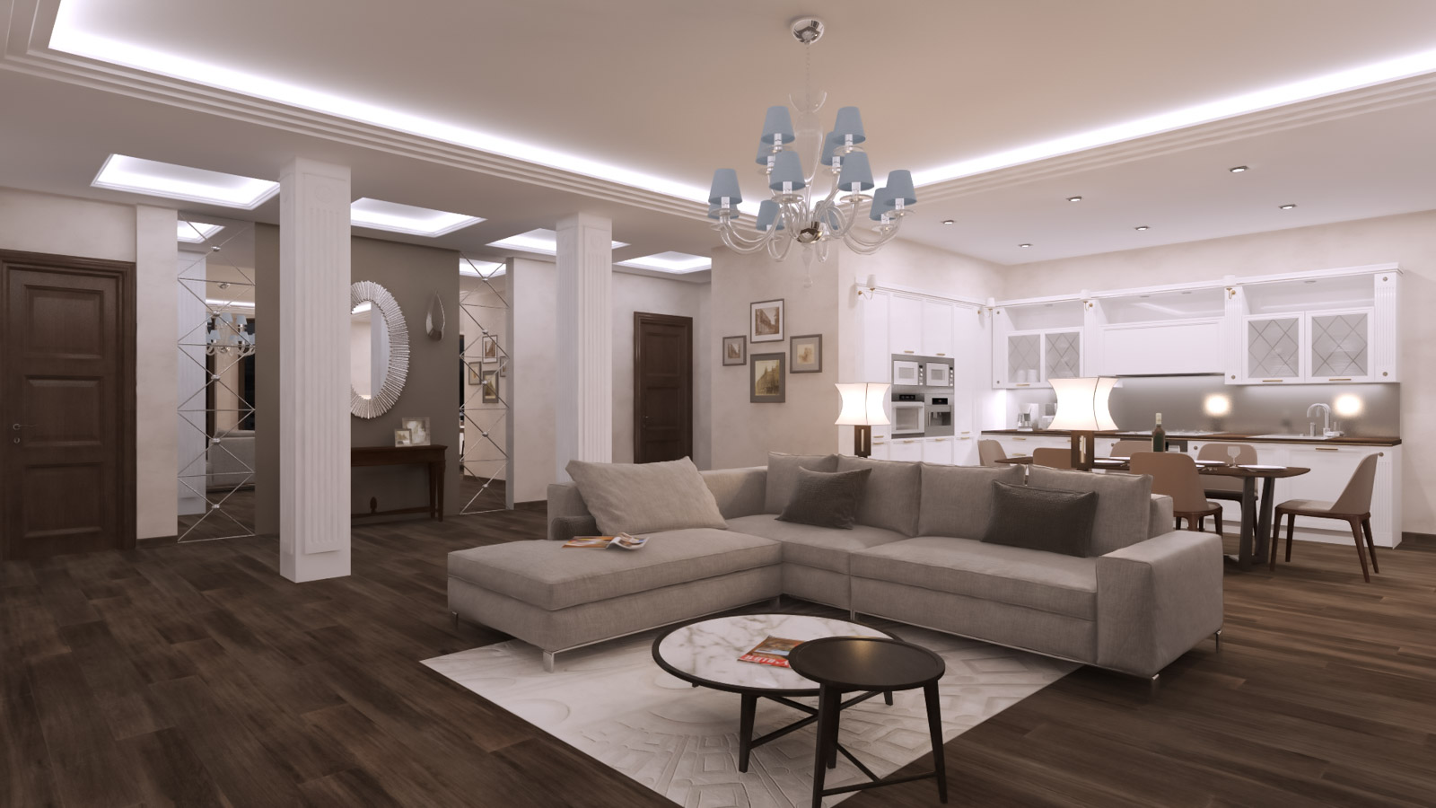 Интерьер, оборудованный Digihouse Lighting, сценарное управление. Сцена C